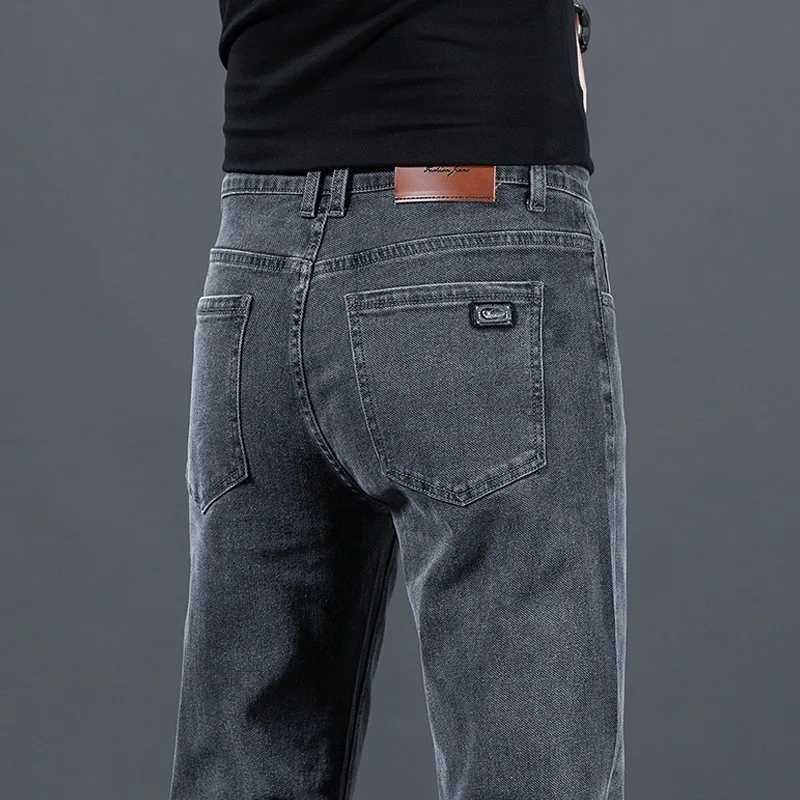 Light Blue Mens Jeans Fashion Slim Trousers Gray Casual Pants Small Stretch Denim Pants Z250605