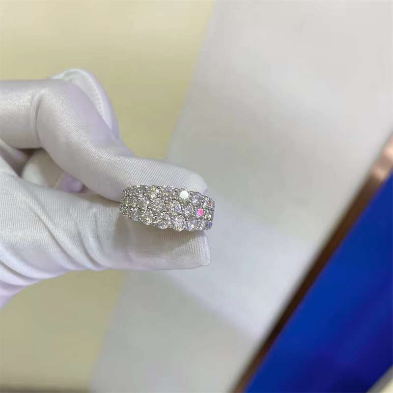 Sterling Silver925 Moissanite Ring Band DEF VVS Round Brilliant Cut Moissanite Engagement Wedding Ring