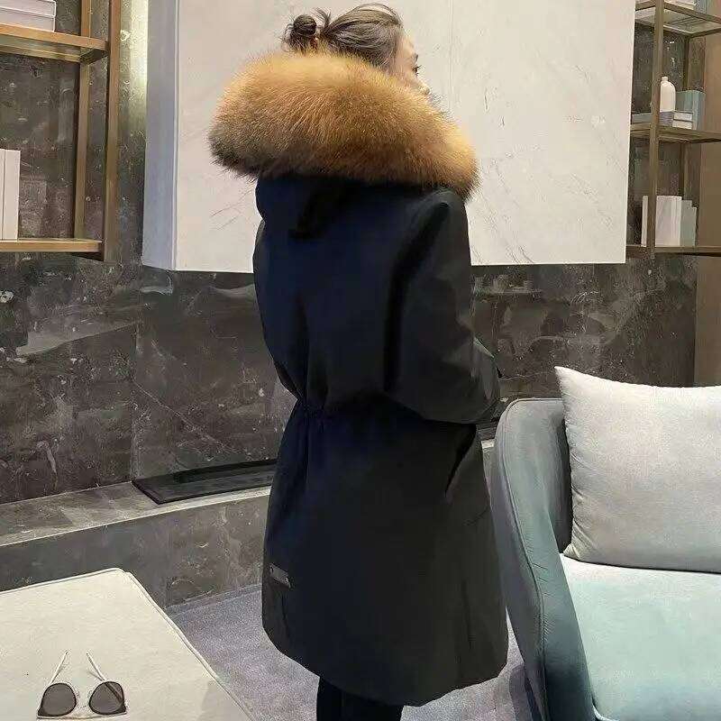 Chic Pai Overcome Winter Plus veet Thick Warm Parka High-End Detachable Liner Hooded Cotton-Padded Coat Women's Overcoat