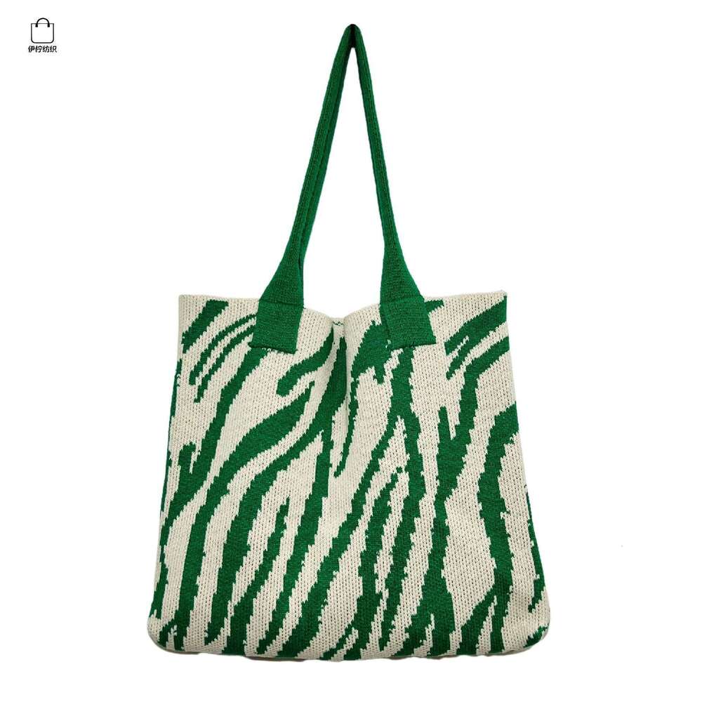 Zebra Pattern Knitted For Women Spring Summer New Large Capacity Shoulder Fashion Korean Style Niche Handbag Underarm Bag B5