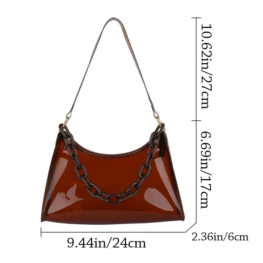Fashion Ladies Jelly Bags PVC Clear Bag Underarm Casual Women Summer Handbags Purse Cell Phone Shoulder Bag 250605