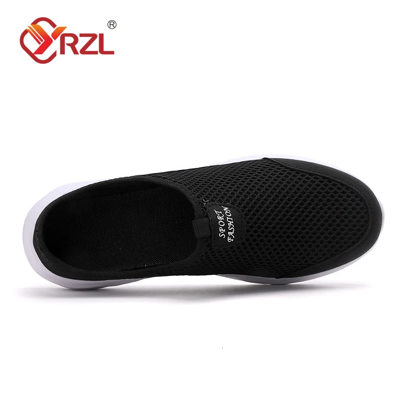 YRZL Mens Half Slippers Summer Breathable Mesh Mens Shoes Outdoor Casual Walking Shoes Large Flat Light Mesh Slippers Sandals 250603