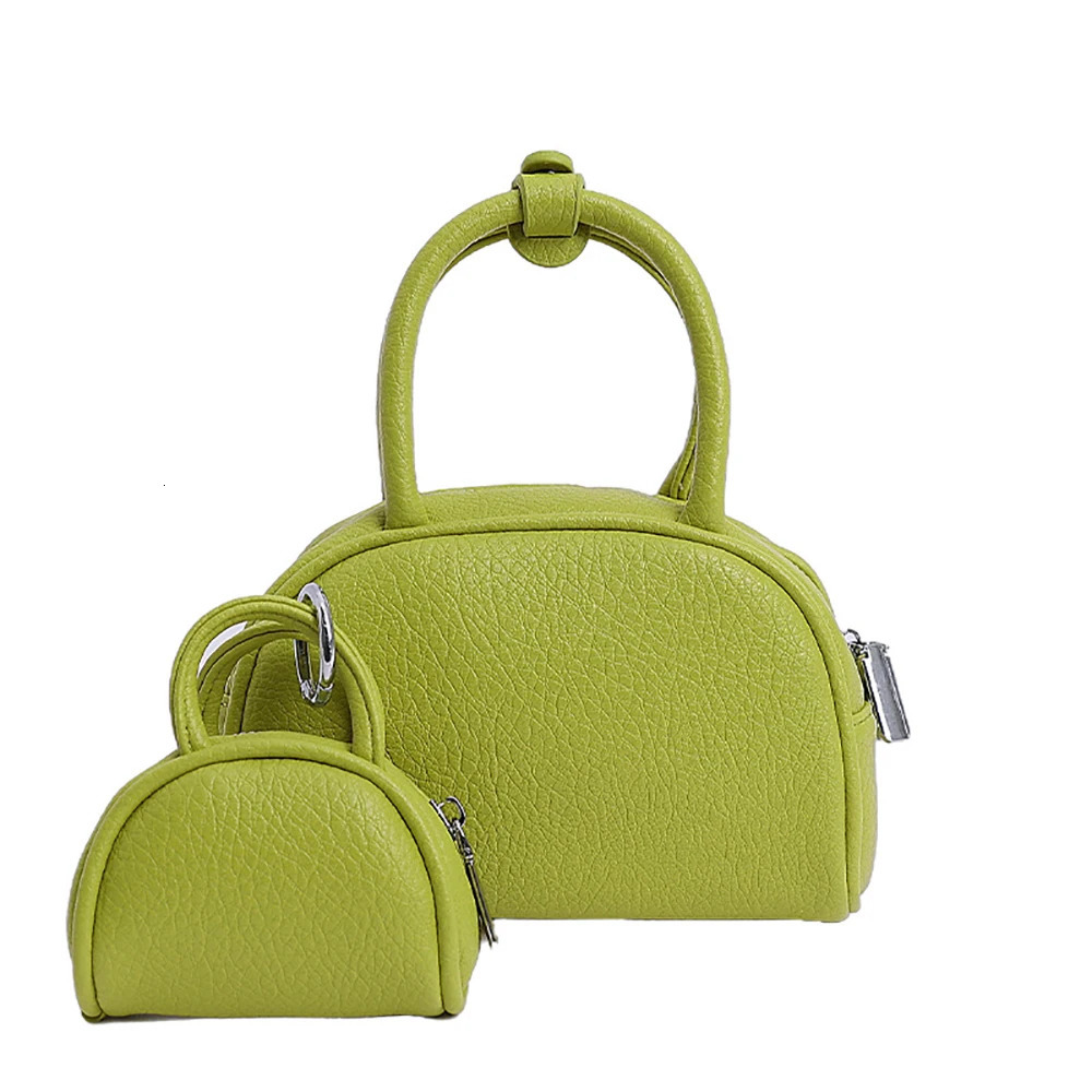 Korean Solid Color Handbags for Women Spring Summer Green Zipper Delicate PU One Shoulder Bag Casual All-Match Crossbody Bags 250605