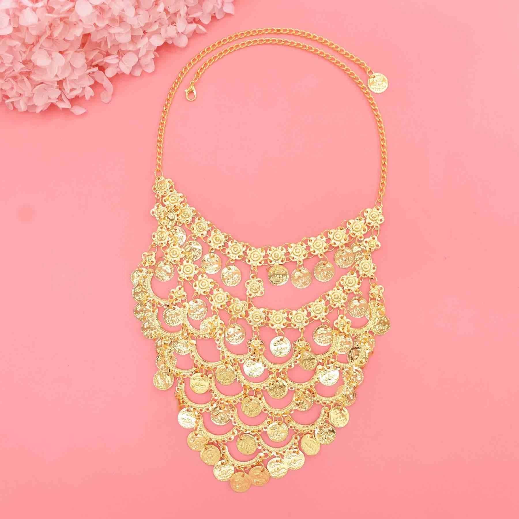 Coin Tassel Hair Jewelry Golden Arab Ethnic Love Pendant Face Chains for Women Men Party Dance Jewelry Accessories Z250605