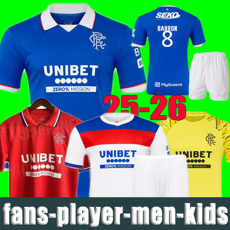 25 26 RangerES home Soccer Jerseys 2025 Glasgow men kids kit Football shirt away COLAK ROOFE LUNDSTRAM HAGI BARKER MORELOS TAVERNIER KENT TILLMAN 3RD