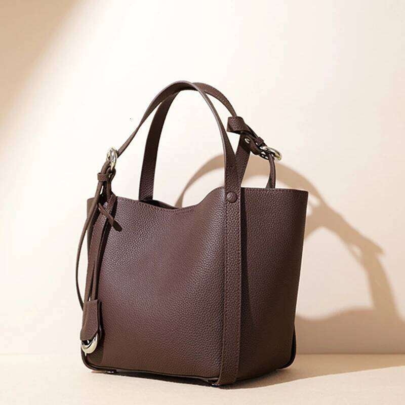 Spring Summer Genuine Leather Crossbody Shoulder Bag,Cowhide Shopping Basket Bag,Large Capacity Women Bucket Handbag