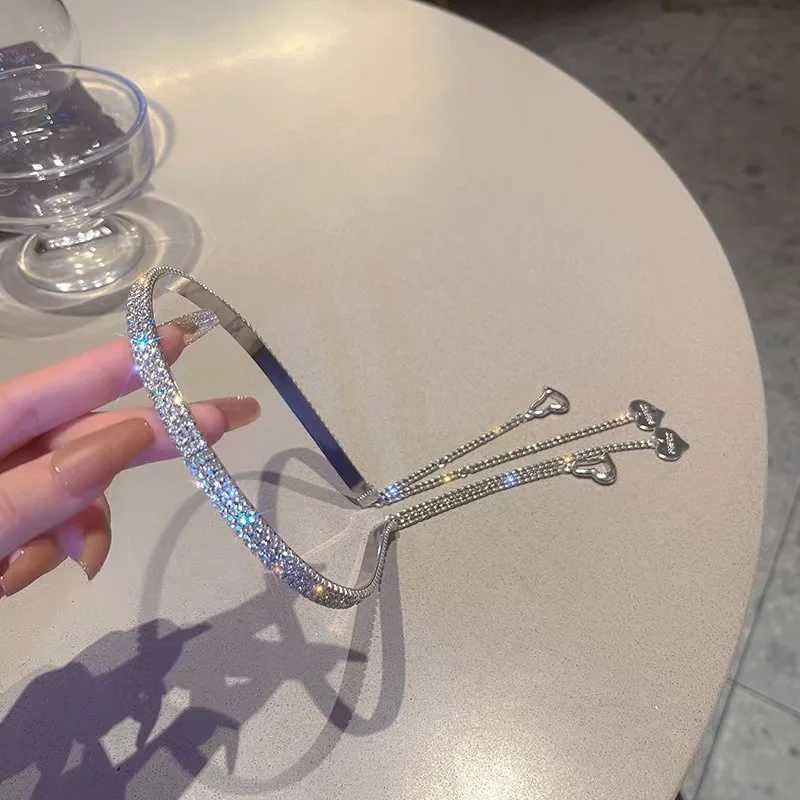 New Fashion Full Rhinestone Shiny Tassel Hair Band Womens Headdress Wedding Party Accessories Hair Jewelry Z250605