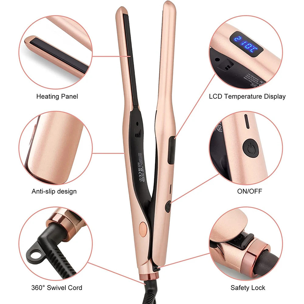 310 Inch Pencil Flat Iron Small Flat Irons for Short Hair Beard and Pixie Cut Mini Ceramic Tourmalin Hair Straightener 250605