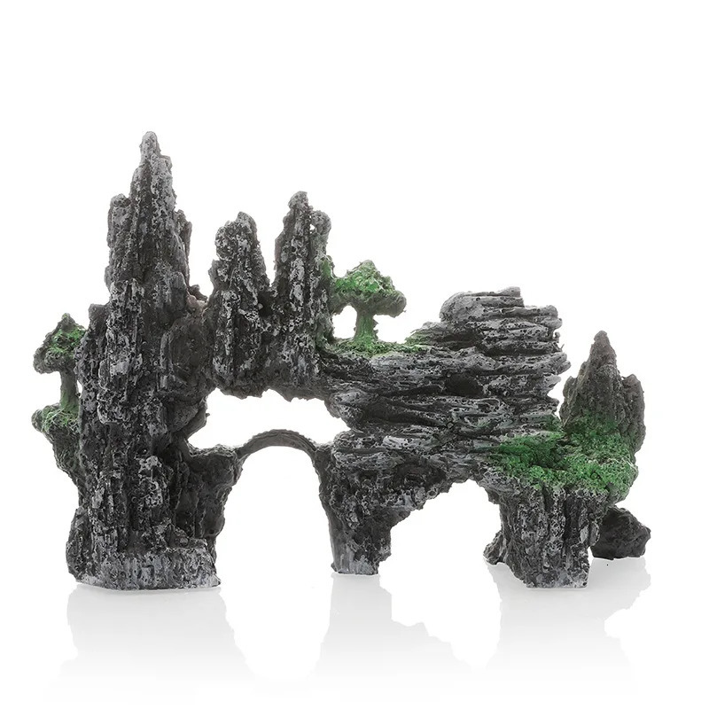 Aquarium Decorative Rocks Fish Tank Simulation Mountain Rockery Arched Bridge Landscaping Decor Creative Home Crafts Ornaments 250604