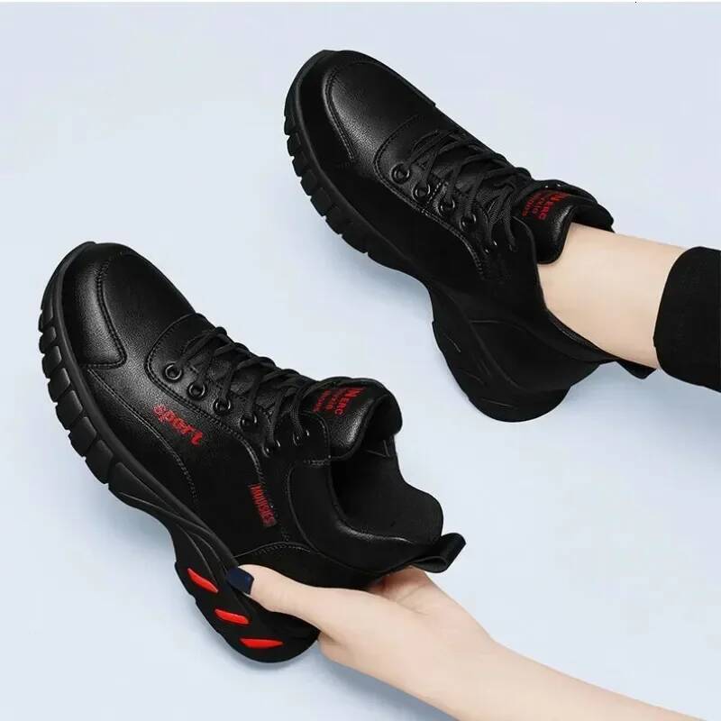 Ddmyoutdoor Women Fashion High Quality Leather Athletics Running Shoes Female Winter Non Slip Casual Sneakers Ladies Sport Jogging Outdoor Shoes