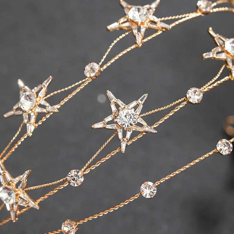 Fashion Wedding Tiara New Girl Silver Star Crystal Headband Bridal Wedding Hair Accessories Headbuckle Womens Jewelry Z250605