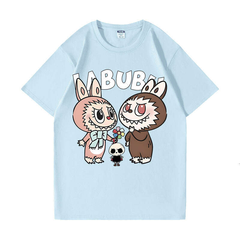 2025 New Labubu Shoulder Pure Cotton Short Sleeve Unisex Cartoon Anime Trendy T-Shirt Top labubus labubu doll