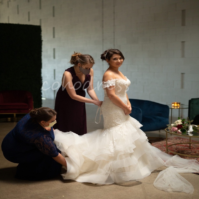 Romantic Mermaid Wedding Dress With Ruffles Corset Lace Up Country Bride Dress 2025 Elegant Garden Off Shoulder Bride Dress Vestio De Novias Custom Ma