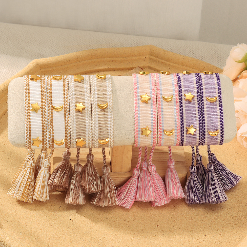 Handcrafted Stars & Moon Alloy Charms Bracelet - Stylish Wristwear Elegant Star-Moon Motif Chain Bracelets for Sisters