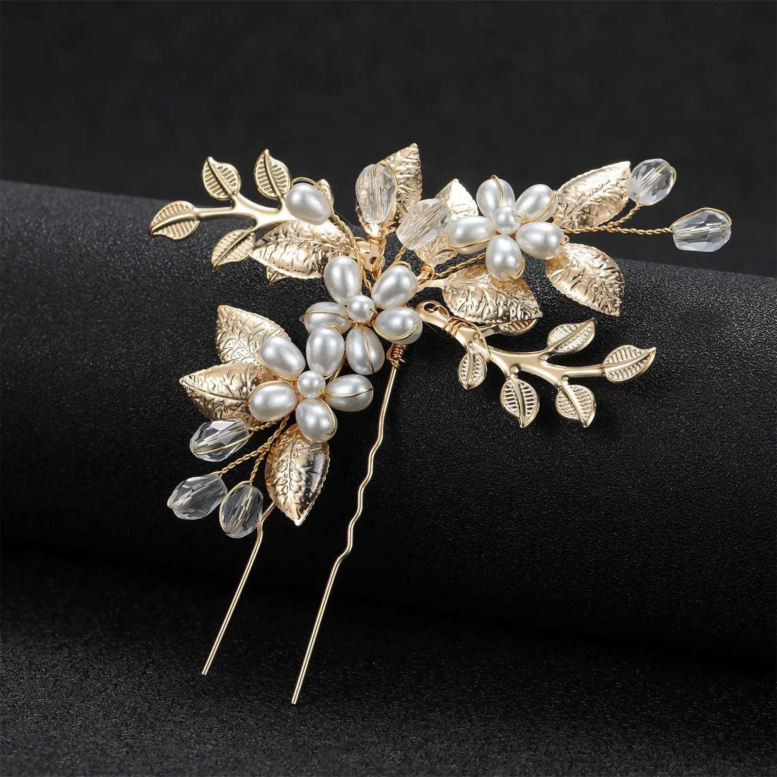 U Shaped Hair Pin Bride Wedding Hair Jewelry Gold/Silver Color Alloy Hair Clips Pearls Decor Bridal Headdress Hair Ornament Z250605
