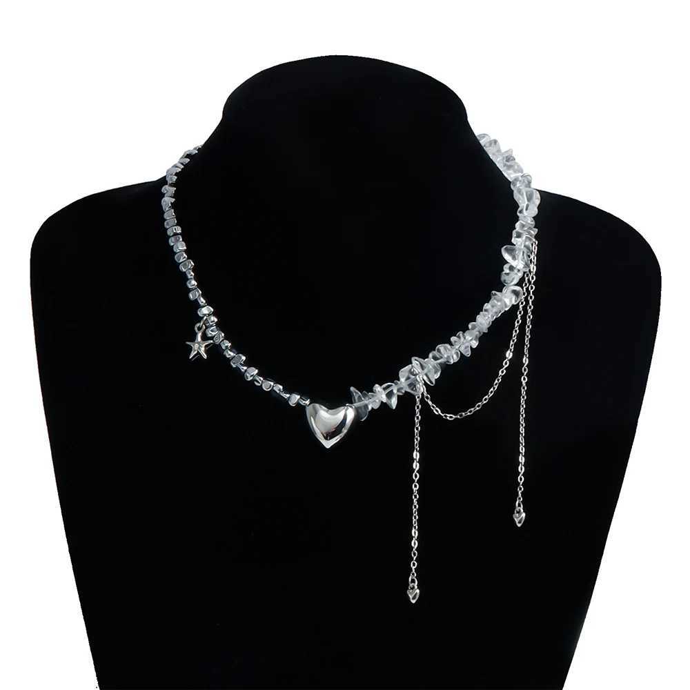 Trend Wedding Party Jewelry Irregular Stone Choker Necklace For Women Elegant Tassels Heart Pendant Necklaces Valentines Gift Y250605