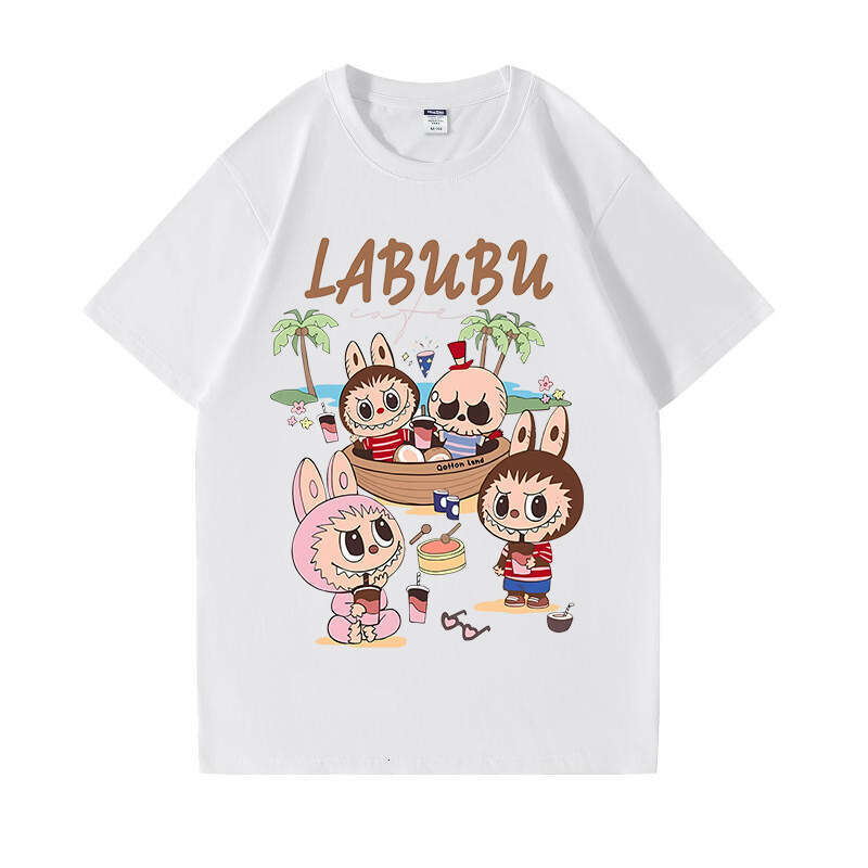 2025 New Labubu Shoulder Pure Cotton Short Sleeve Unisex Cartoon Anime Trendy T-Shirt Top labubu doll