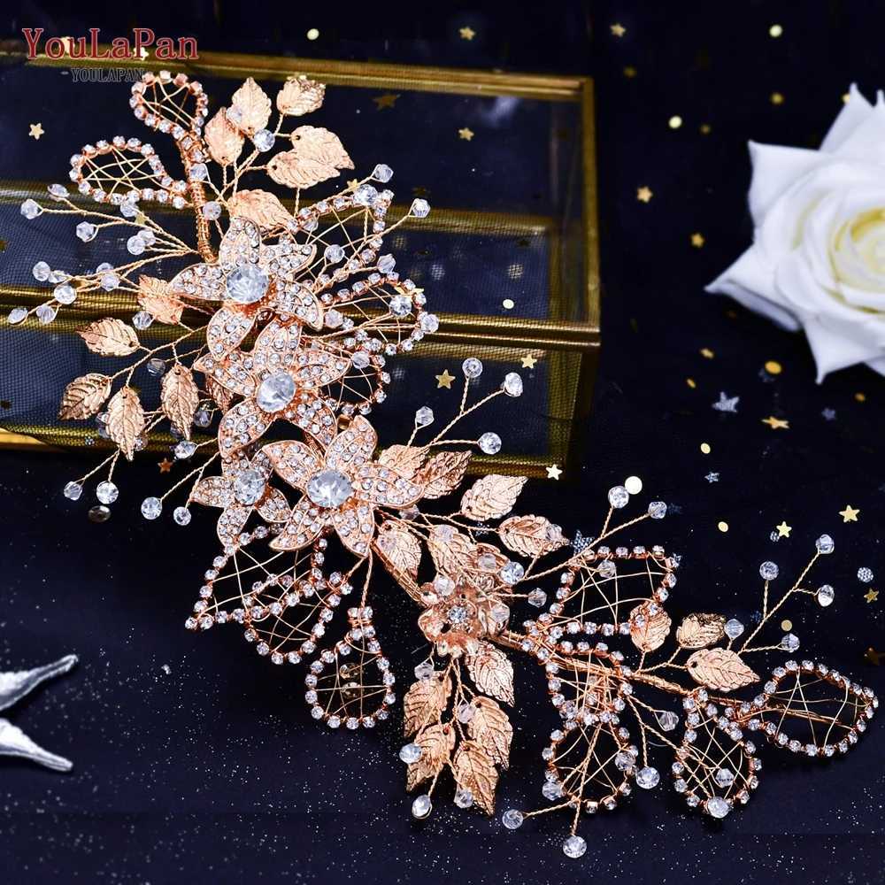 TOPQUEEN Alloy Flower Wedding Headpiece Wedding Hair Band Crystal Headpieces for Bride Headbands Bridal Tiara and Crown HP282 Z250605