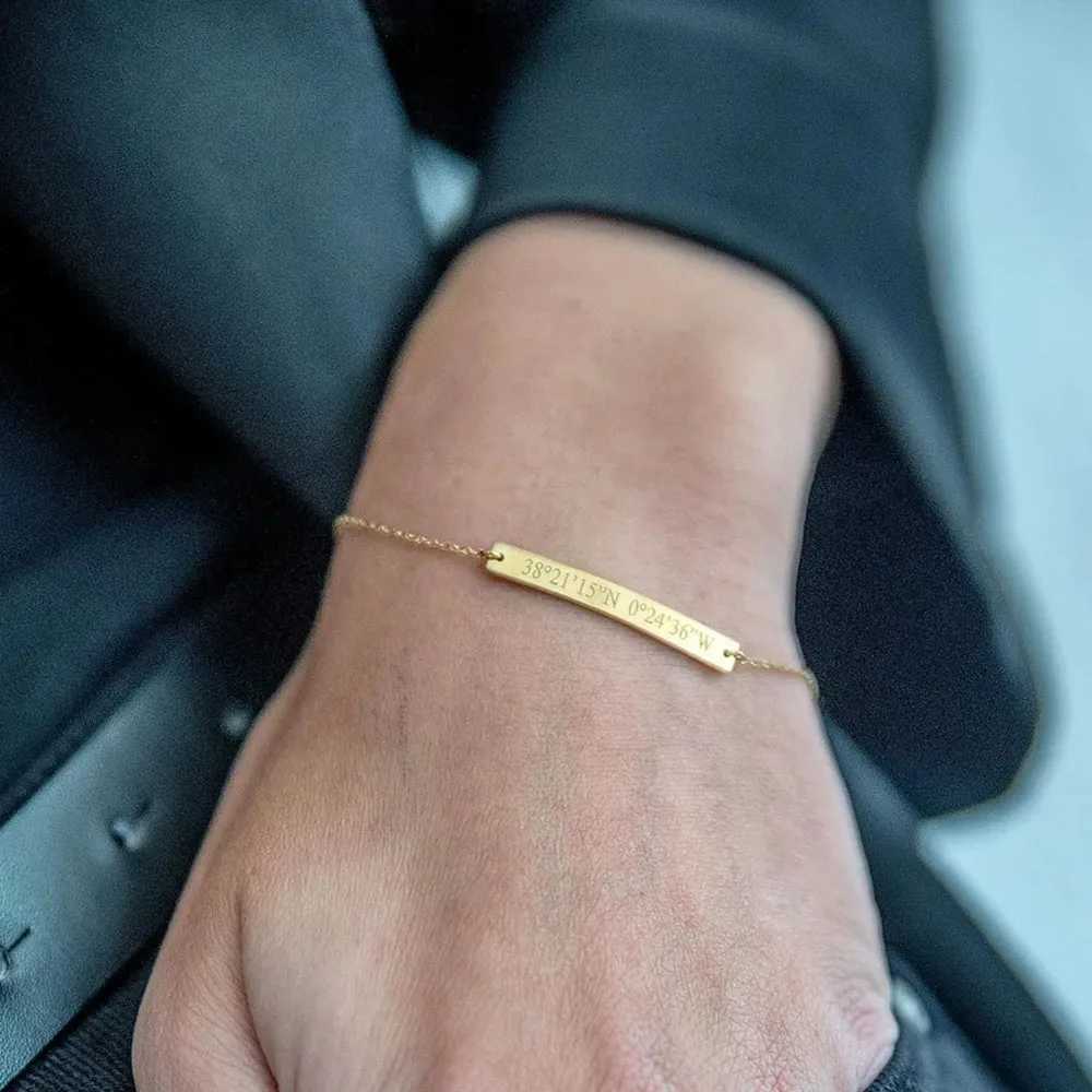 COOLTIME Personalized Custom Bracelet Stainless Steel Engraved Name Couple Bracelet Jewelry Birthday Gift New W250606