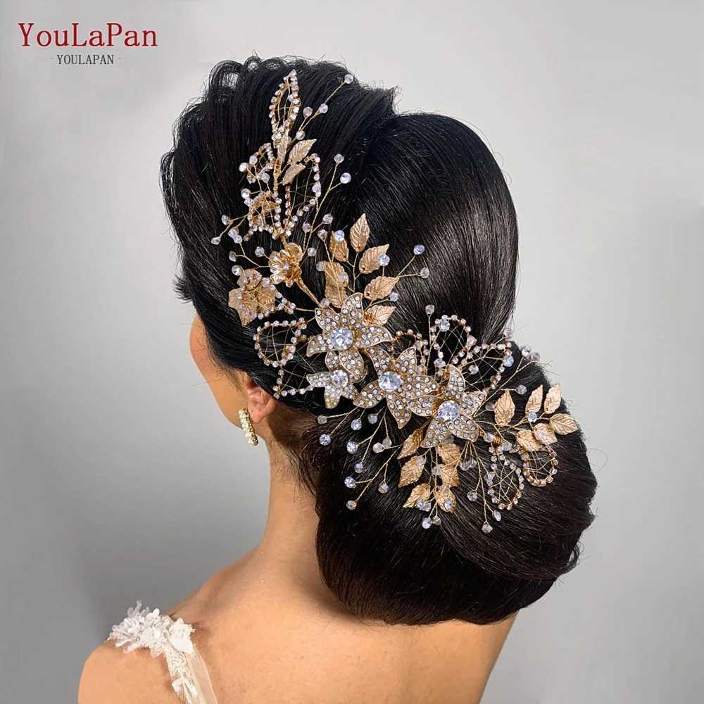 TOPQUEEN Alloy Flower Wedding Headpiece Wedding Hair Band Crystal Headpieces for Bride Headbands Bridal Tiara and Crown HP282 Z250605
