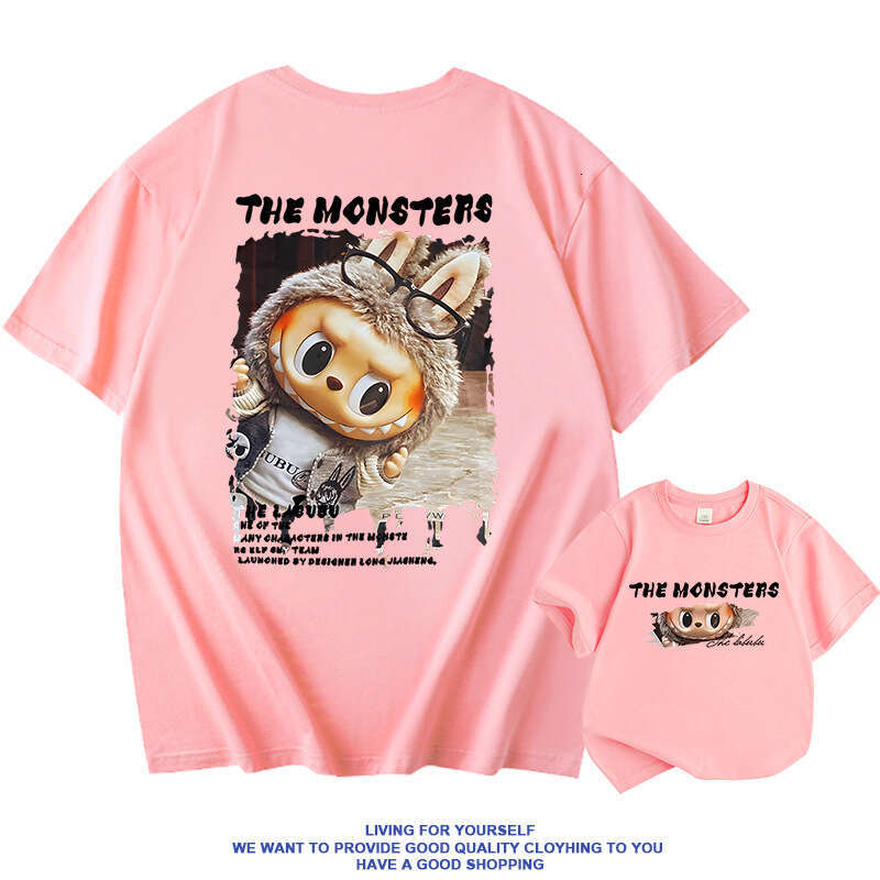 Labubu Cartoon Merchandise T-Shirt Short Sleeve Couple Unisex Pure Cotton Versatile Casual Top Cute Trendy 2025 New Style Labubu Fashion T-Shirt