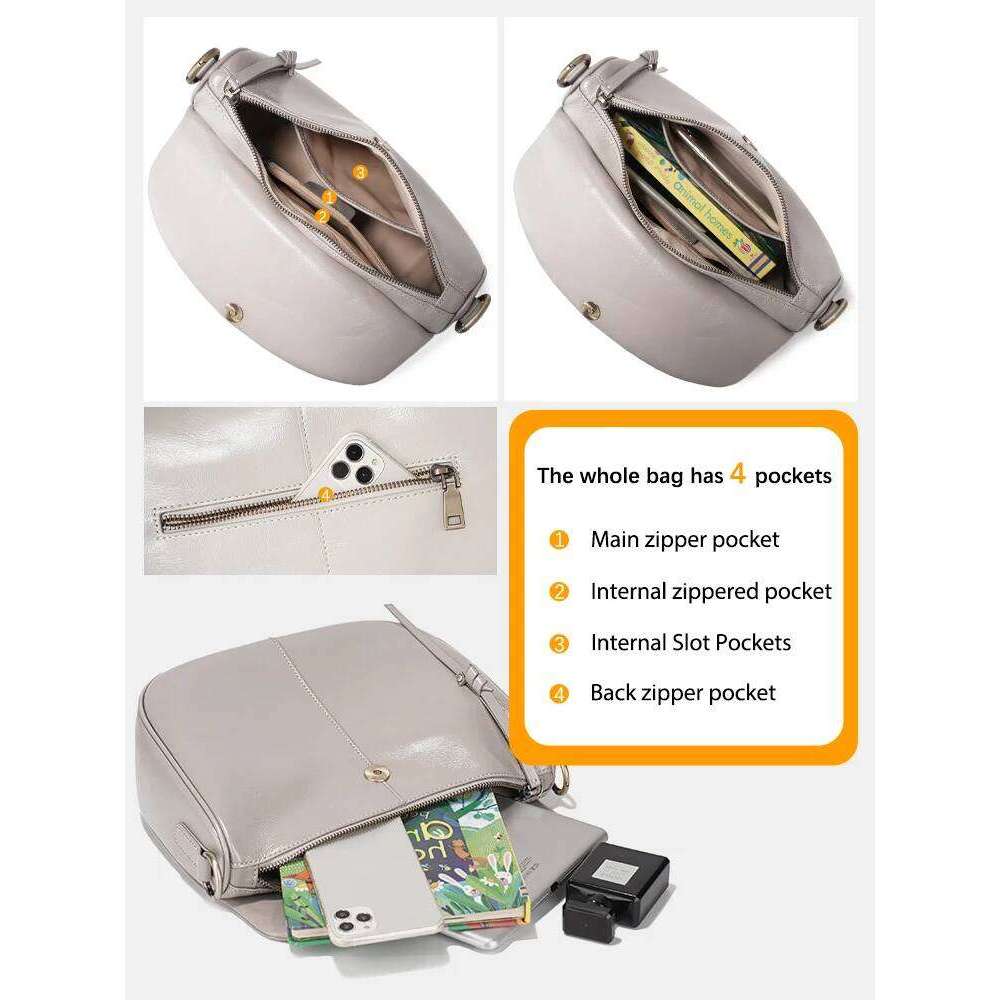 Zency Soft Genuine Leather Hobo Bag Simple Fashion Tassel Handbag Women Large Crossbody Shoulder Bags For Commuter Shopper