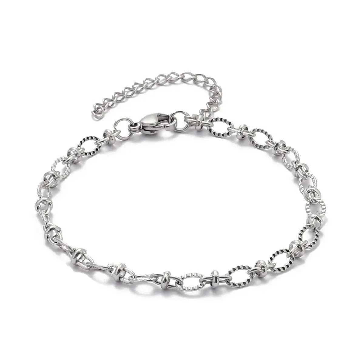 5pcs/Lot 17-22cm Stainless Steel 18k Gold Plated Paperclip Cross Link Chain Bracelet for Handmade DIY Charm Women Jewelry Making W250606