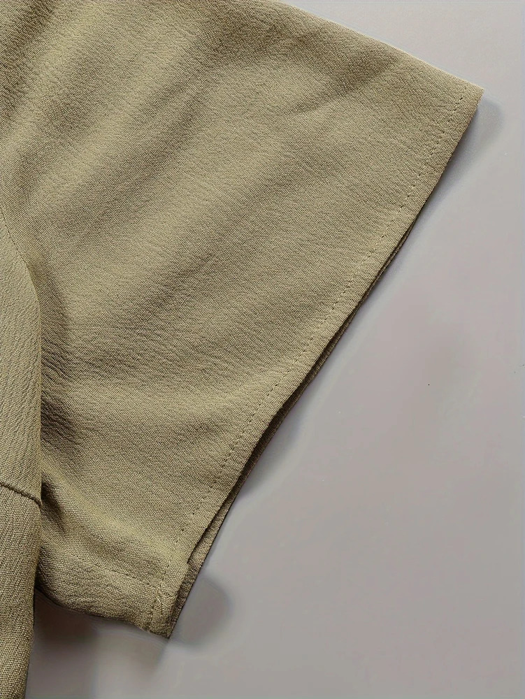 Plus Size Womens Summer Classic Plain Button Casual Dress Elegant kneelength Aline Vneck shortsleeved beach dress 250526