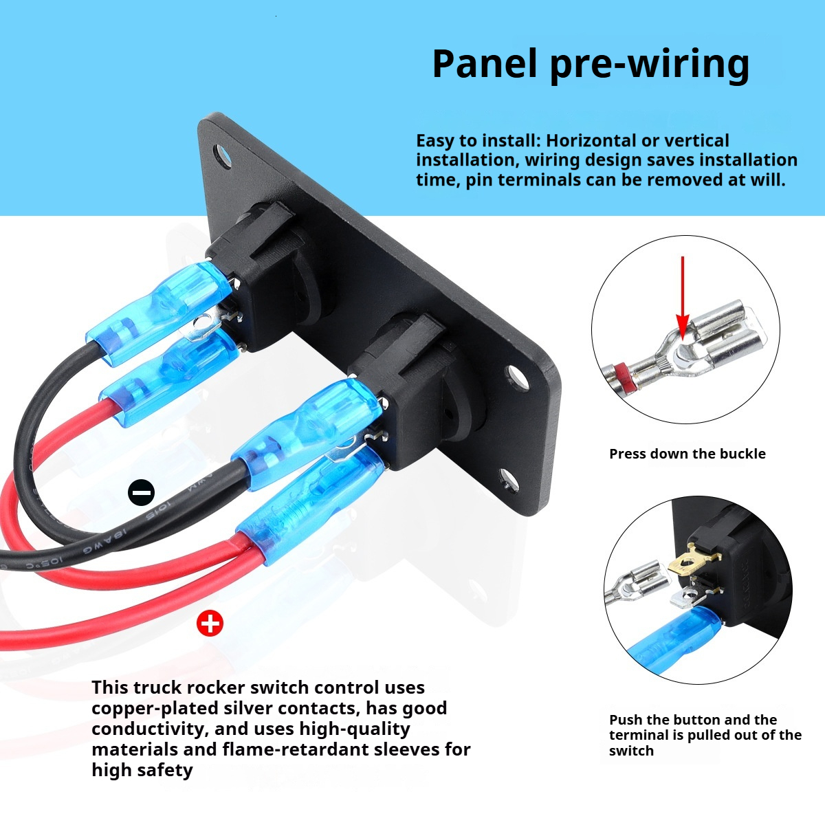 Red Boat-Shaped Cat Eye Combination with Light Waterproof Electronic Appliance Control Button Switch