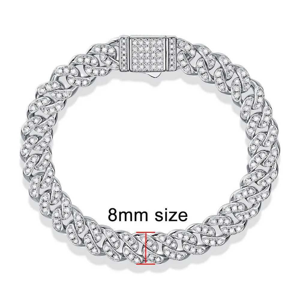 KNOBSPIN D VVS1 Moissanite Cuban Bracelet Original s925 Sterling Silver Plated 18k White Gold with GRA Bracelets for Women Men W250606