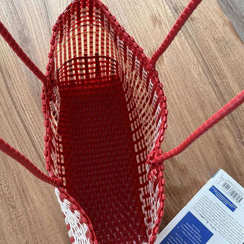 PVC Vegetable Basket Handbag Waterproof PE Picnic Plastic Woven Tote Shopping Bag Beach Handbags