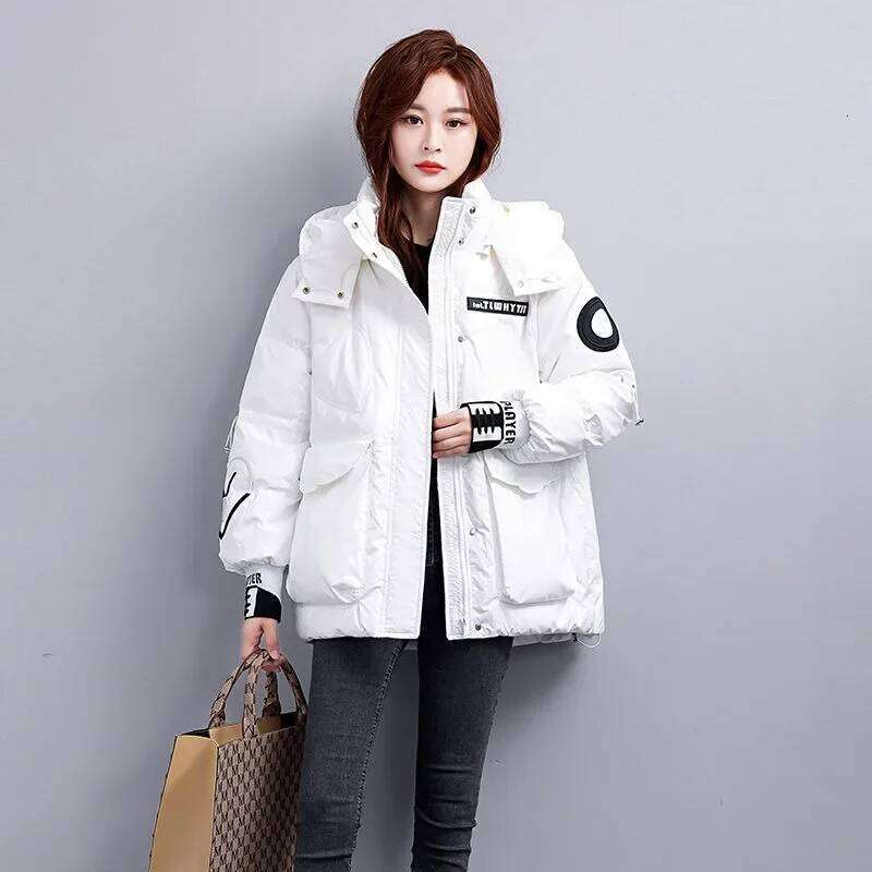 Cotton Short 2025 Down Winter New Loose Thick Hooded Bright Wash in Jacket Outside To Wear Simple Comfort Coat