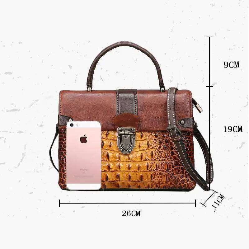 OLOEY Retro Crocodile Pattern Handbags 2025 New Genuine Cowhide Leather Handmade Eming Shoulder & Crossbody Women Bag