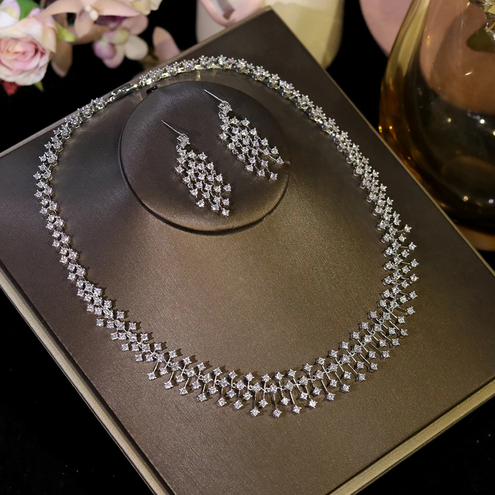 ASNORA Fashion CZ Bride Indian Jewelry Set for Women Water Drop Wedding Choker Necklace Girlfriend birthday Gifts X0520 250530