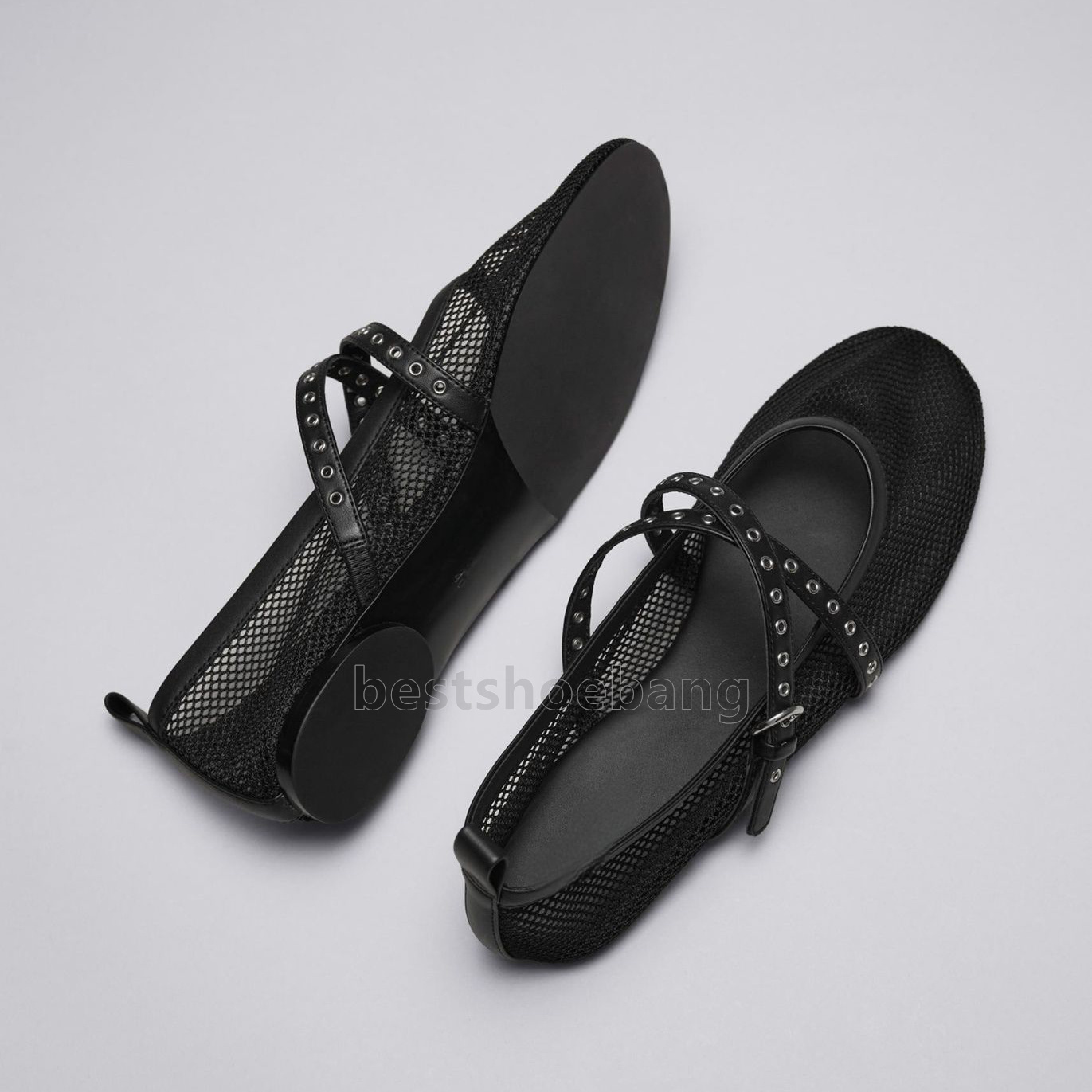Mesh Leather Designer Flat Shoes Women Hollow Ballet Flats Comfort Soft Soled Dance Shoe Summer Casual Mary Jane Sandals Loafers Fashion Classics Blac