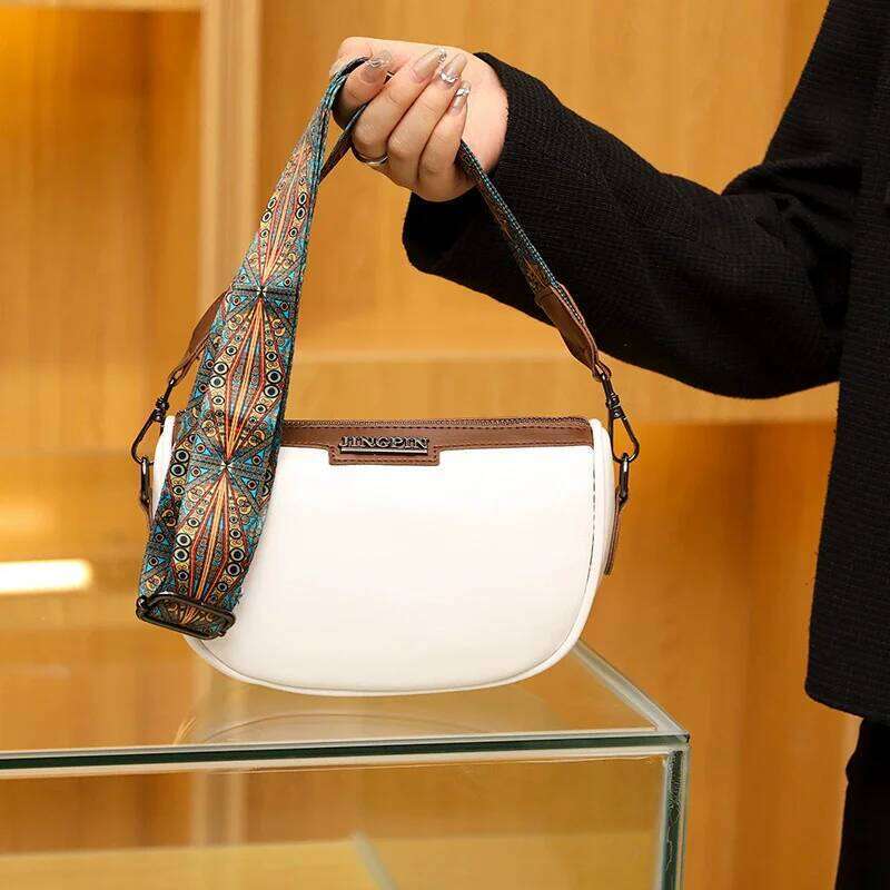 Women Fashion Saddle Bright Surface Women's Small Shoulder Messenger Bag Texture Easiest For Match Retro Backpack