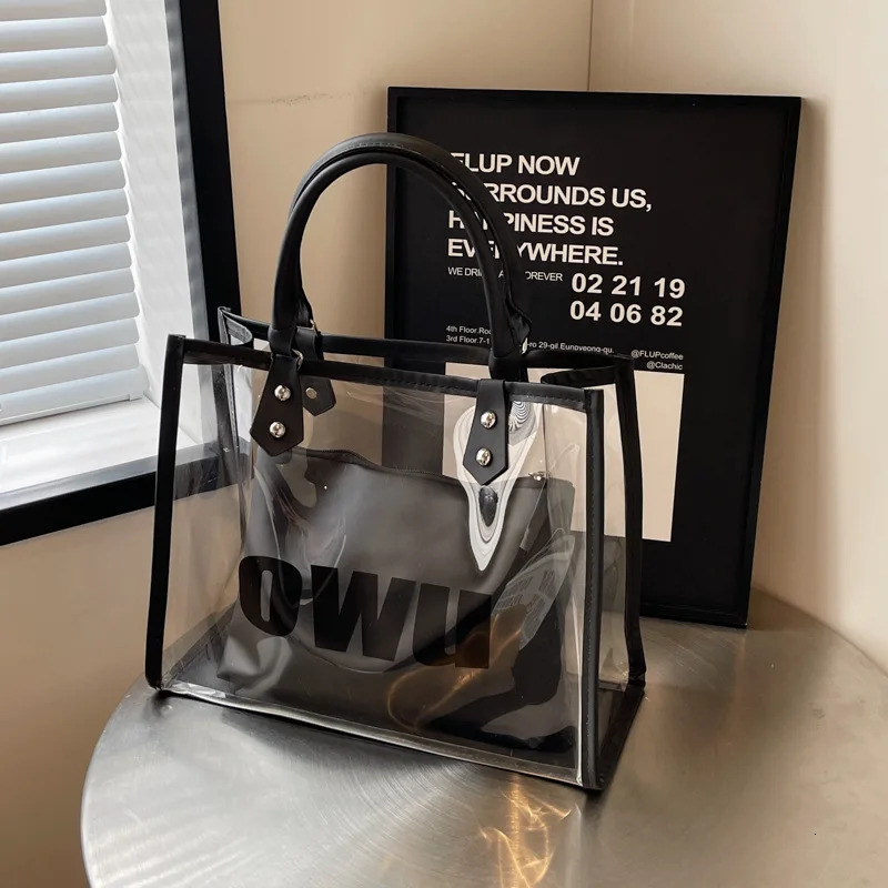 Transparent Jelly Bag for Women Large Capacity Summer Personalized Shoulder Bag Texture Mother Tote Bag 250530