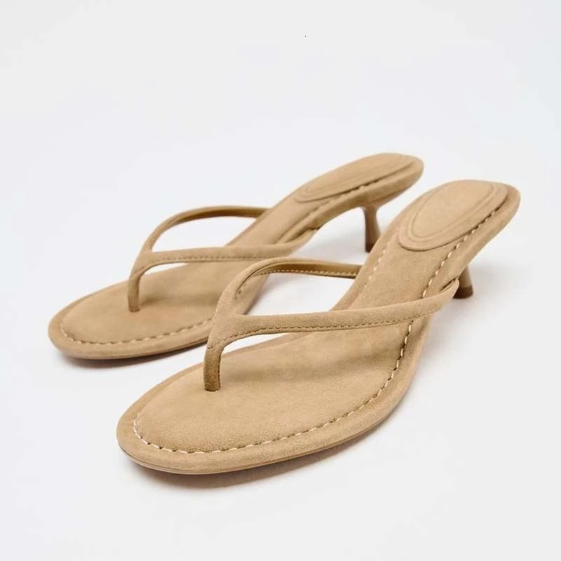 Summer Round Toe Clip Toe Women Slippers Casual Thin Heel Slides Casual Dress Beach Vacation Sandalias 250605