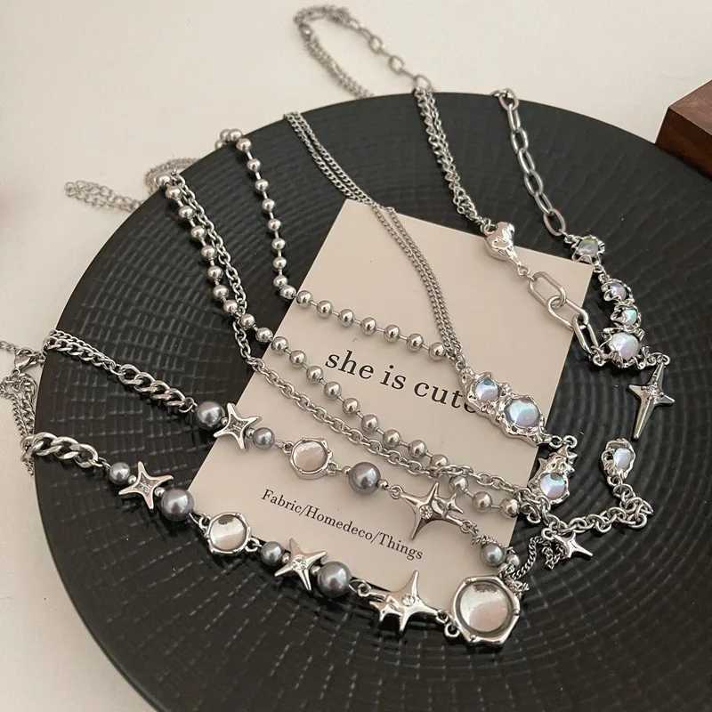 Sparkling Moonlight Stone Pendant Necklace for Women Starlight Irregular Long Tassel Chain Chokers Accessories Fashion Jewelry Y250605