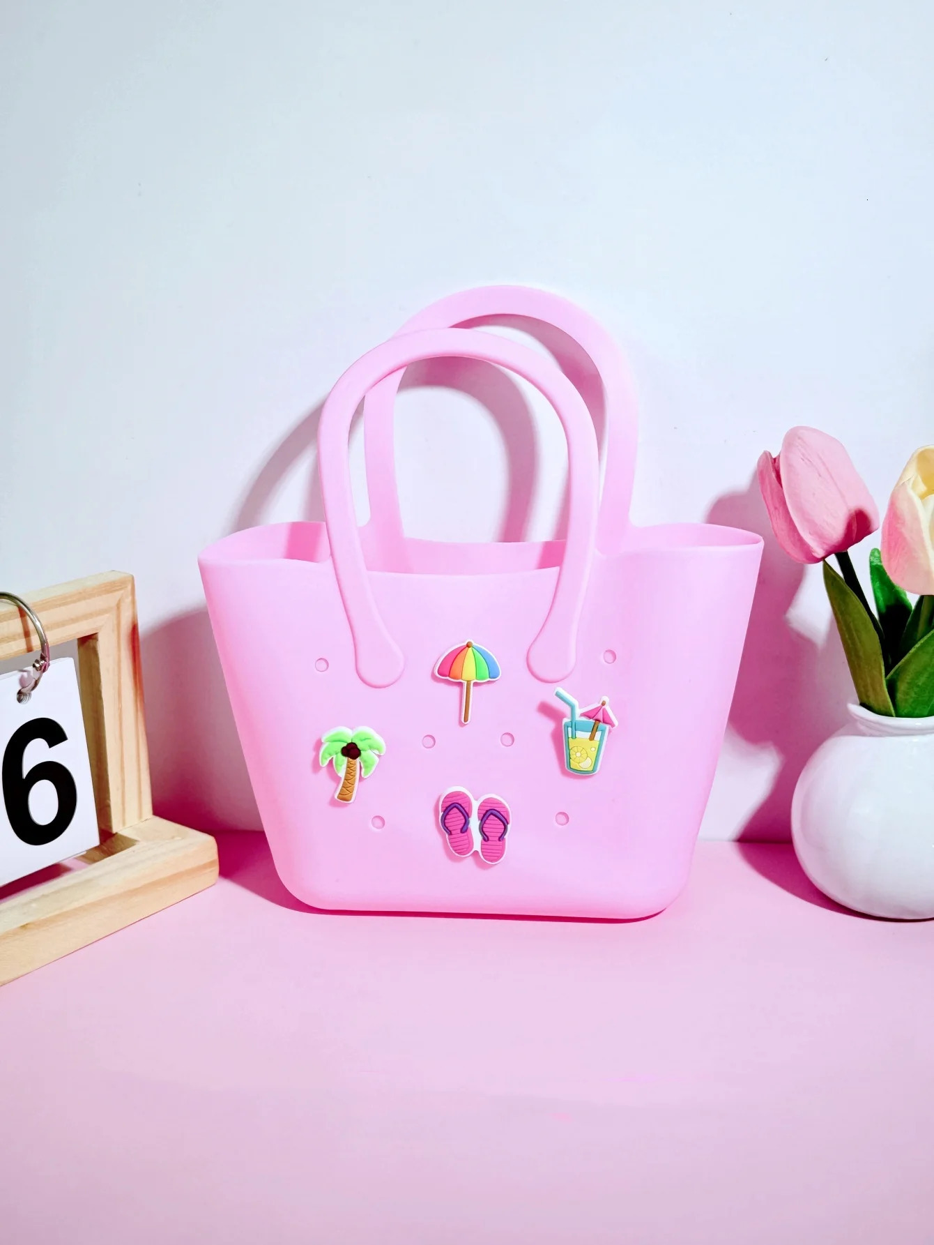 1 piece of silicone hole bag DIY parentchild handbag storage hollow mobile phone beach mother and baby b 250605