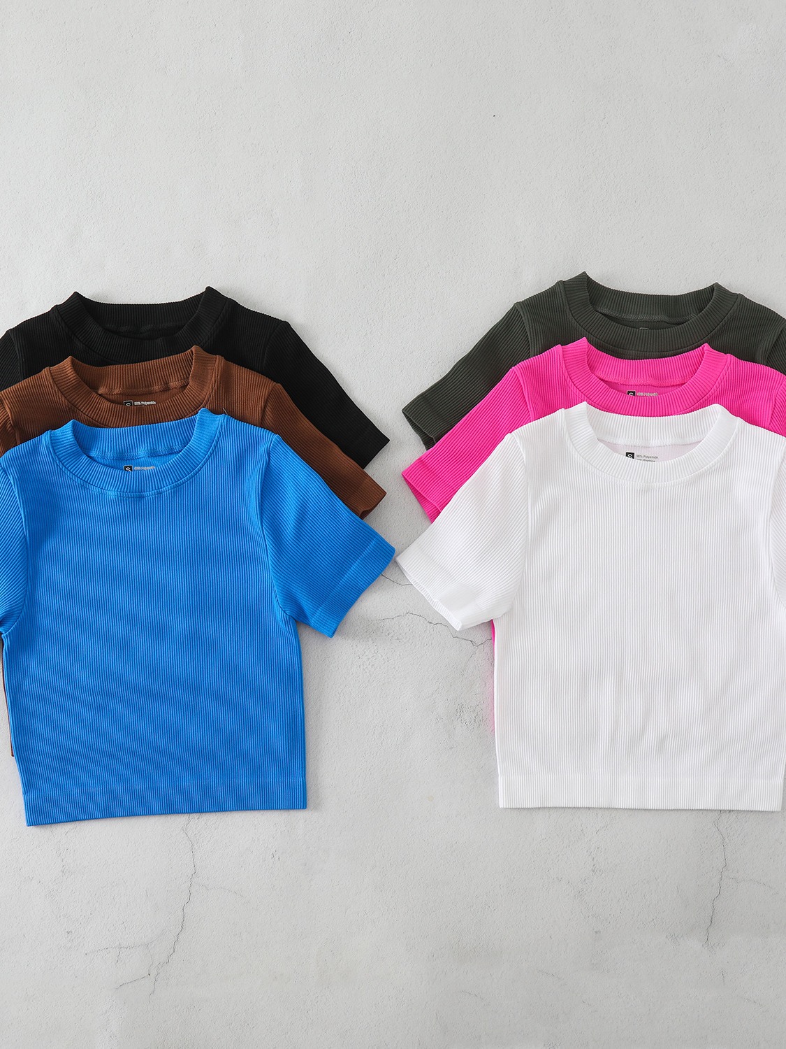 Mid Neck Border Yoga Sports Short Sleeve T-Shirt Threaded Tight Fall and Winter Tops BX513