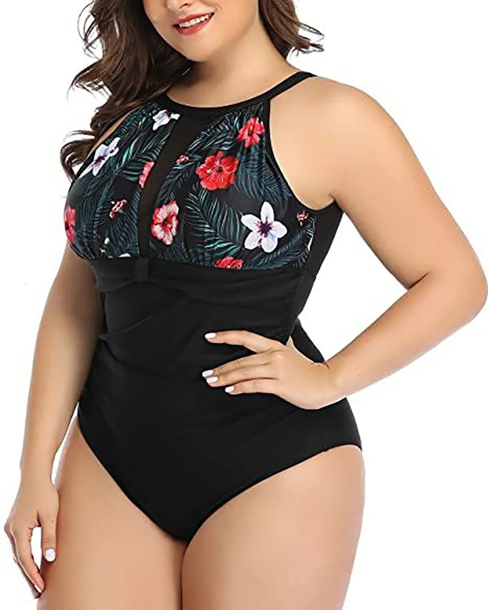 2025 Women Swimsuit Swimwear Plus Size Push Up Large Big Solid Black Swimming Suits Beachwear Bathing 250603