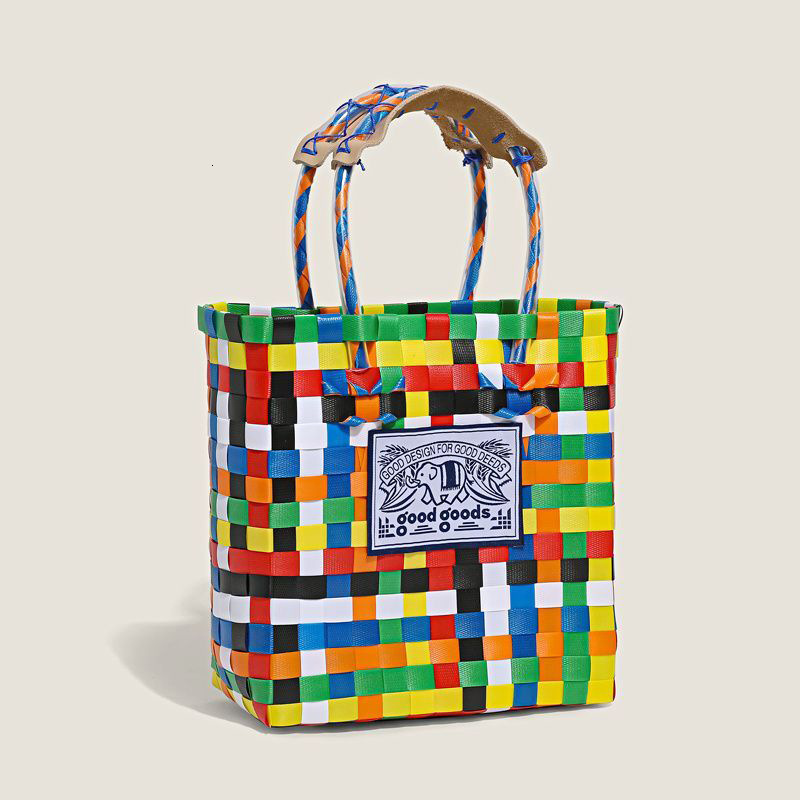 Quality New Style Internet Celebrity Elephant Bag Summer Rainbow Bag Handwoven Basket Bag Niche Trendy Brand Large Capacity Tote Bag New Free Delivery