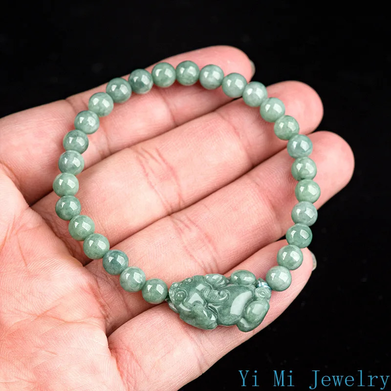 Burmese Jade Pixiu Bracelets Natural Chinese Green Jewelry er Gemstone Accessories Carved Bead Jadeite Women Bracelet 250604