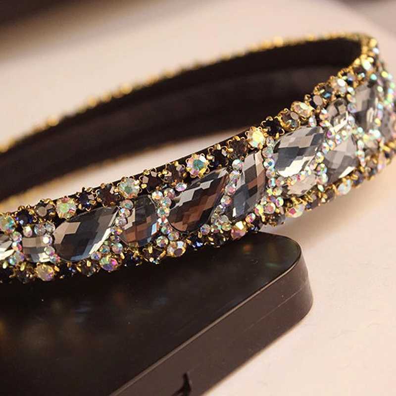 Handmade Black And Gray Luxury Crystal Stone Bridal Headbands Rhinestone Wedding Hairbands For Women Fashion Hair Accessories Z250605