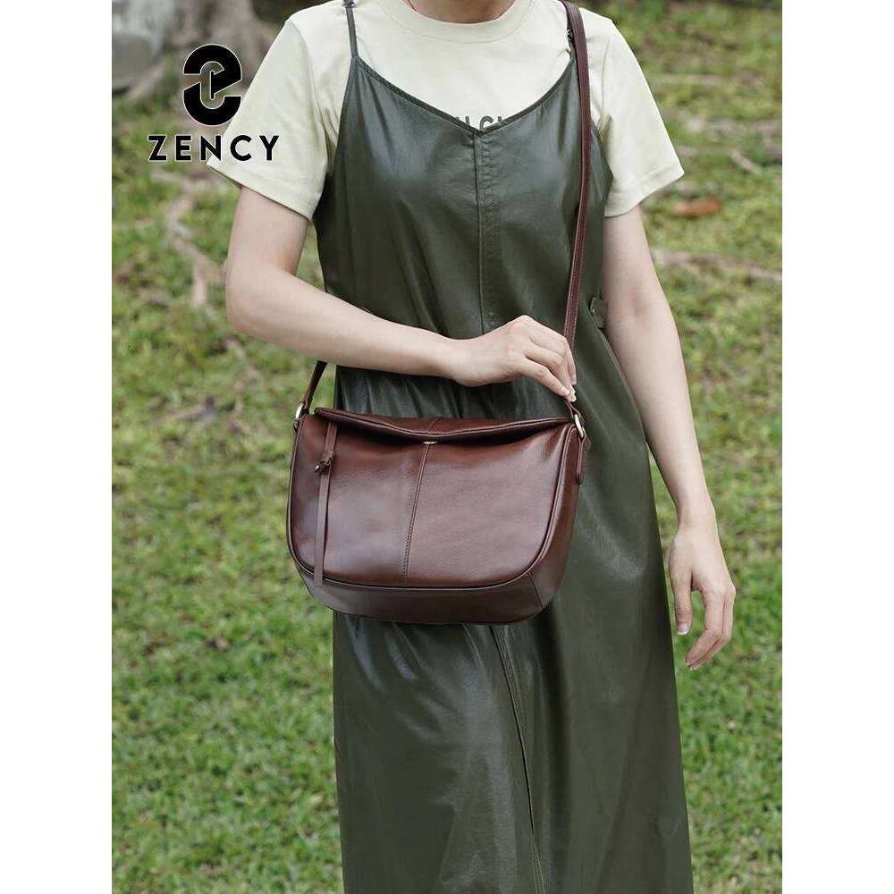Zency Soft Genuine Leather Hobo Bag Simple Fashion Tassel Handbag Women Large Crossbody Shoulder Bags For Commuter Shopper