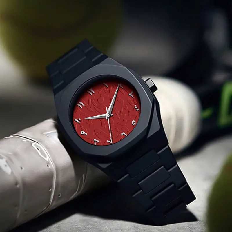 Vintage Red Middle Eastern Arabic Numeral Dial Quartz Watch for Mens Casual Clock Customization Y250605