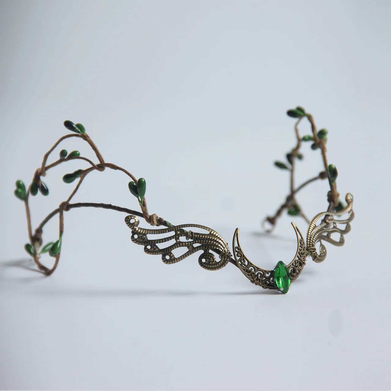 Moon Woodland Headband Tiara with Branches Fairy Crown Elf Crown For Women Wedding Bride Fairy Butterfly Costume Circlet Flora Z250605