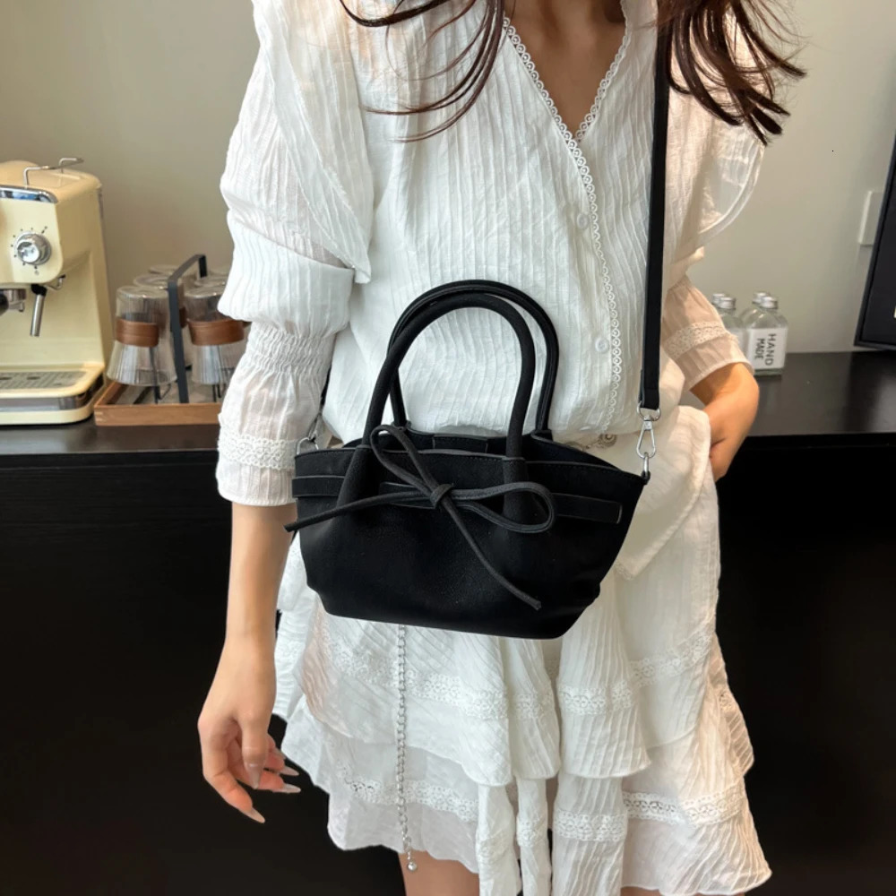 Delicate Lychee Pattern Bow Handbags for Ladies Womens Korean Soft Casual Buckle Crossbody Bag Daily Commute Shoulder Bags 250605