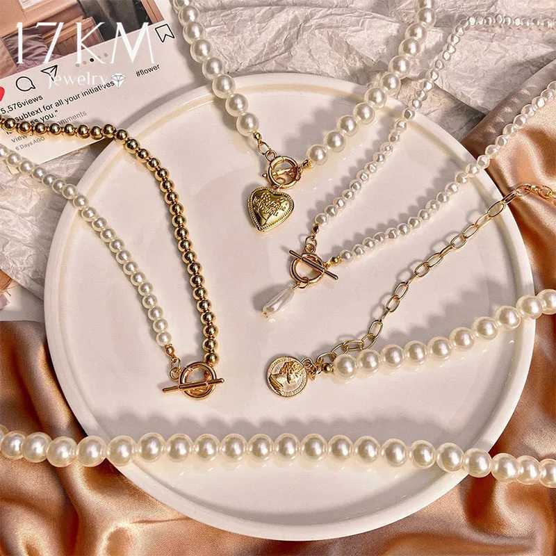 17KM Vintage Pearl Choker Necklace For Women Fashion Summer White Imitation Pearl Necklaces 2021 Trend Elegant Wedding Jewelry Y250605